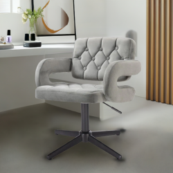 Stalowy welurowy fotel czarny krzyżak