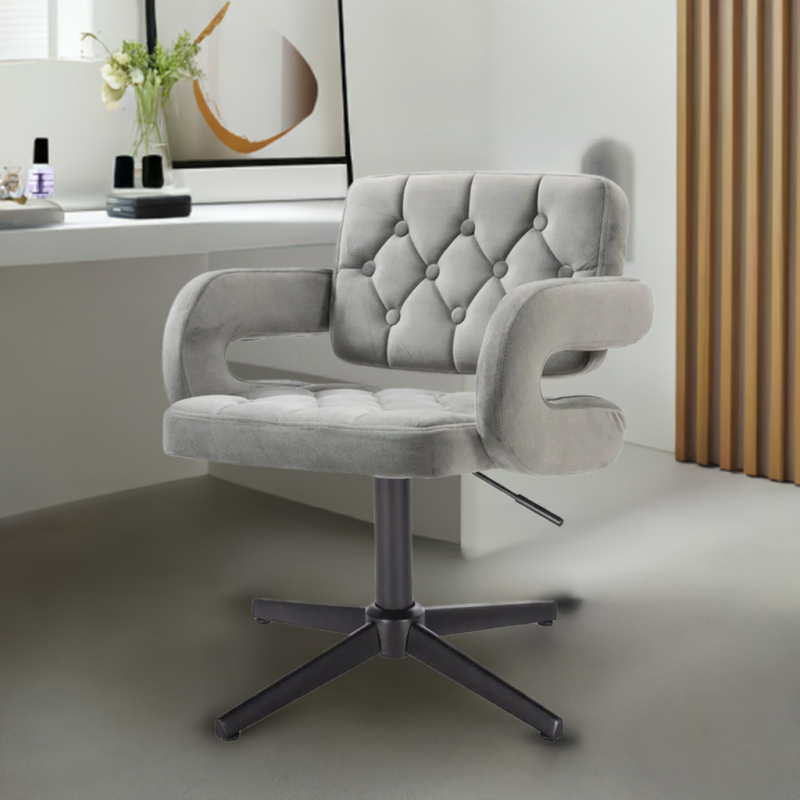 Stalowy welurowy fotel czarny krzyżak