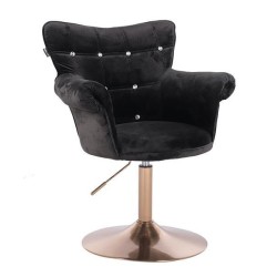 Fotel Hr804Cn Czarny Welur Złota Podstawa