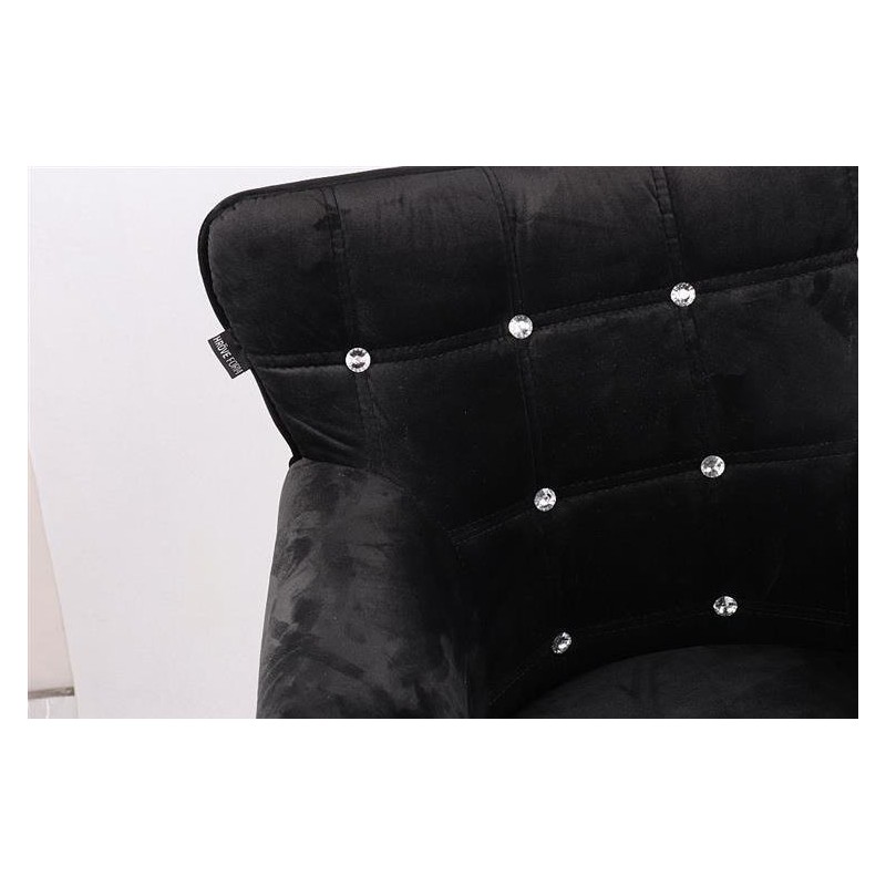 Fotel Hr804Cn Czarny Welur Złota Podstawa