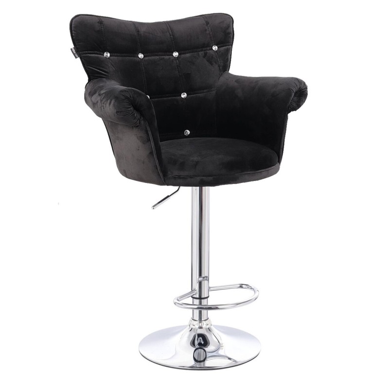 Fotel Hr804Cw Czarny Welur Chromowana Podstawa