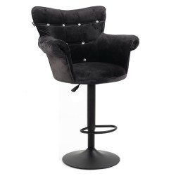 Black velvet cosmetic chair high-base