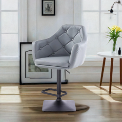 Fotel DERMEA Kw Szary Czarna Podstawa -Hokery barowe- 