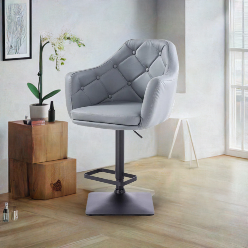 Fotel DERMEA Kw Szary Czarna Podstawa -Hokery barowe- 