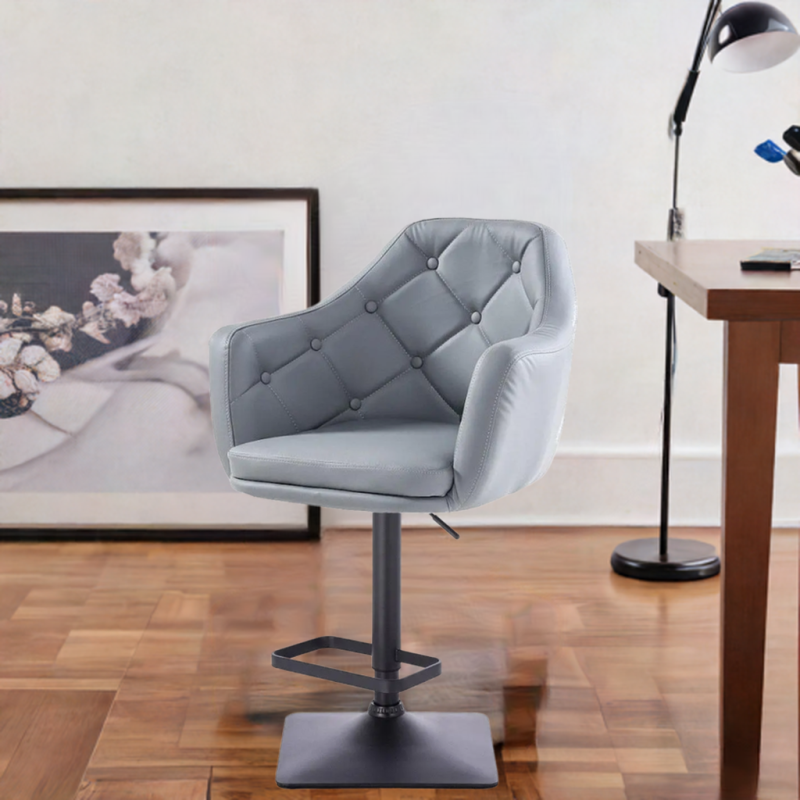 Fotel DERMEA Kw Szary Czarna Podstawa -Hokery barowe- 