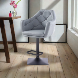 Fotel DERMEA Kw Szary Czarna Podstawa -Hokery barowe- 