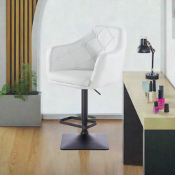 Fotel DERMEA Kw Biały Czarna Podstawa -Hokery barowe- 