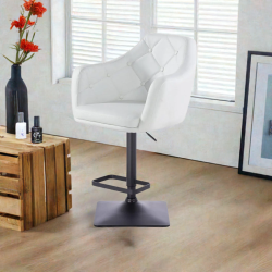 Fotel DERMEA Kw Biały Czarna Podstawa -Hokery barowe- 