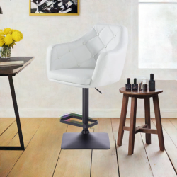 Fotel DERMEA Kw Biały Czarna Podstawa -Hokery barowe- 