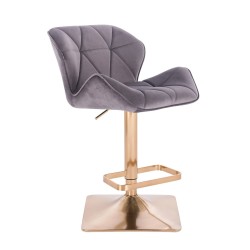 Welurowe grafitowe krzesło złota podstawa