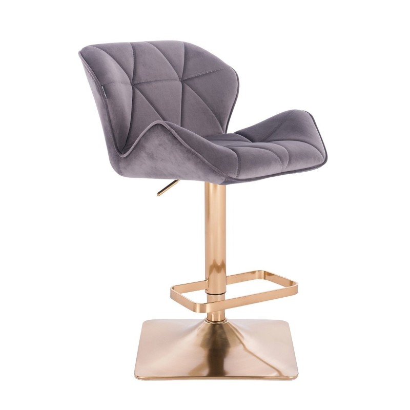 Welurowe grafitowe krzesło złota podstawa