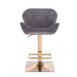 Grafitowy welurowy hoker złota podstawa