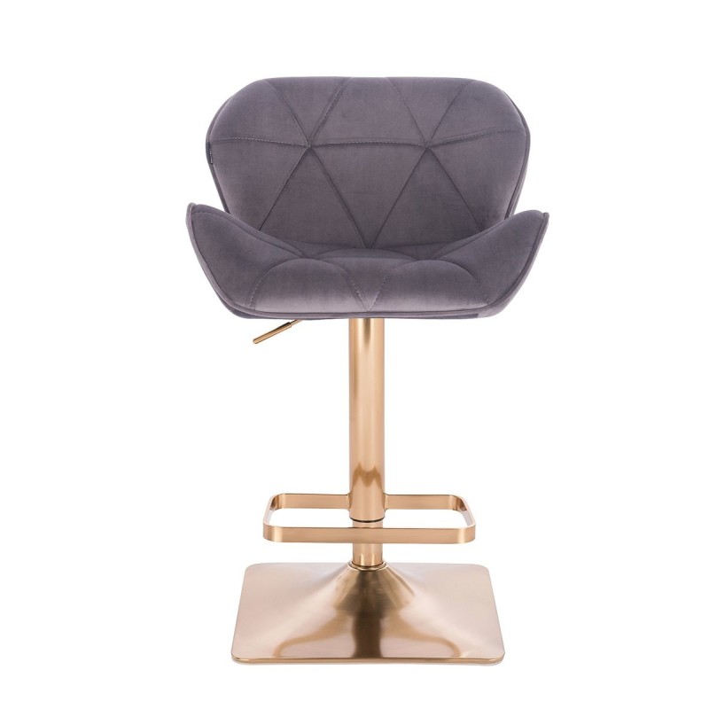 Grafitowy welurowy hoker złota podstawa