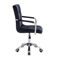 Black velour cosmetic chair silver-base