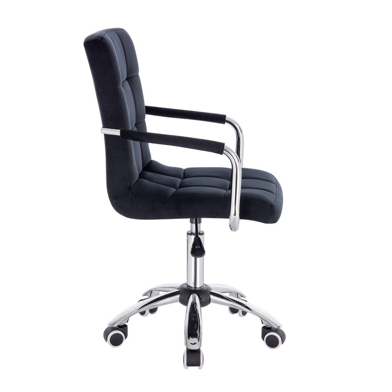 Black velour cosmetic chair silver-base