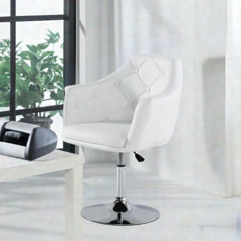 Fotel DERMEA  Biały ekoskóra ekoskóra pikowany -Fotele Ekoskóra- 