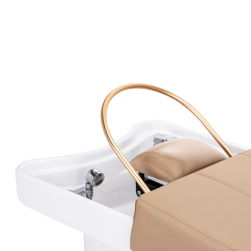 Beige reclining salon shampoo chair