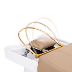 Beige reclining salon shampoo chair