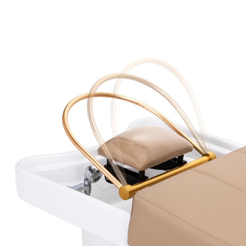 Beige reclining salon shampoo chair