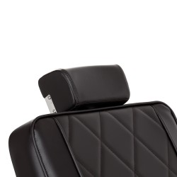 Brązowe krzesło fryzjerskie, stylowy komfort.