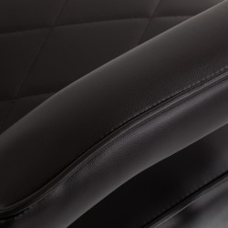 Brązowe krzesło fryzjerskie o eleganckim designie.