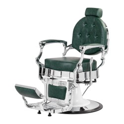 Gabbiano fotel barberski President Zielony z chromowaną ramą