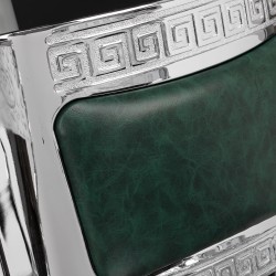 Gabbiano fotel barberski President Zielony z chromowaną ramą