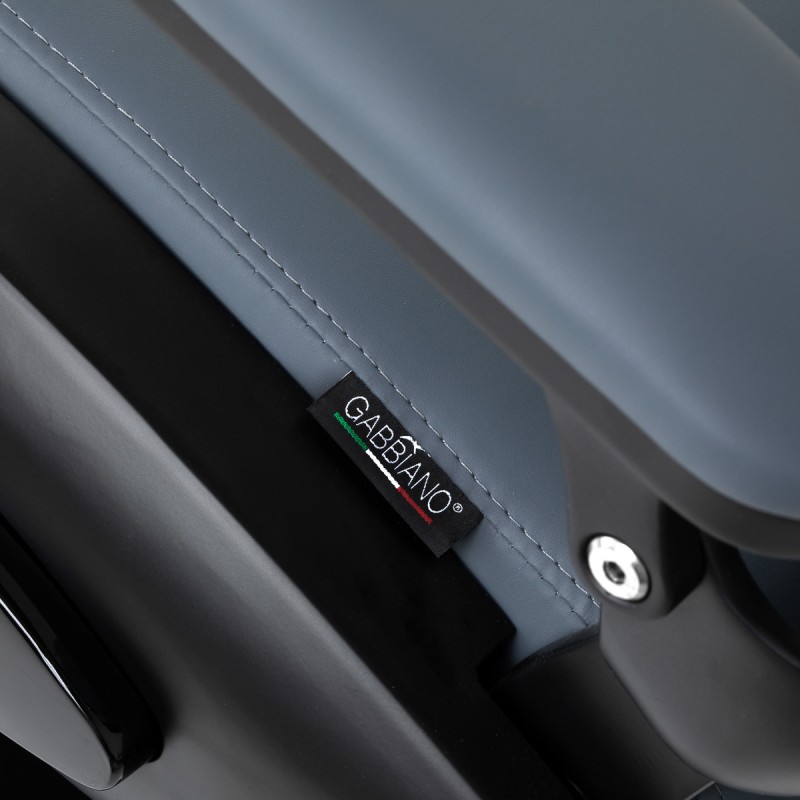 Gabbiano Fotel barberski Francesco grafitowy z czarną ramą