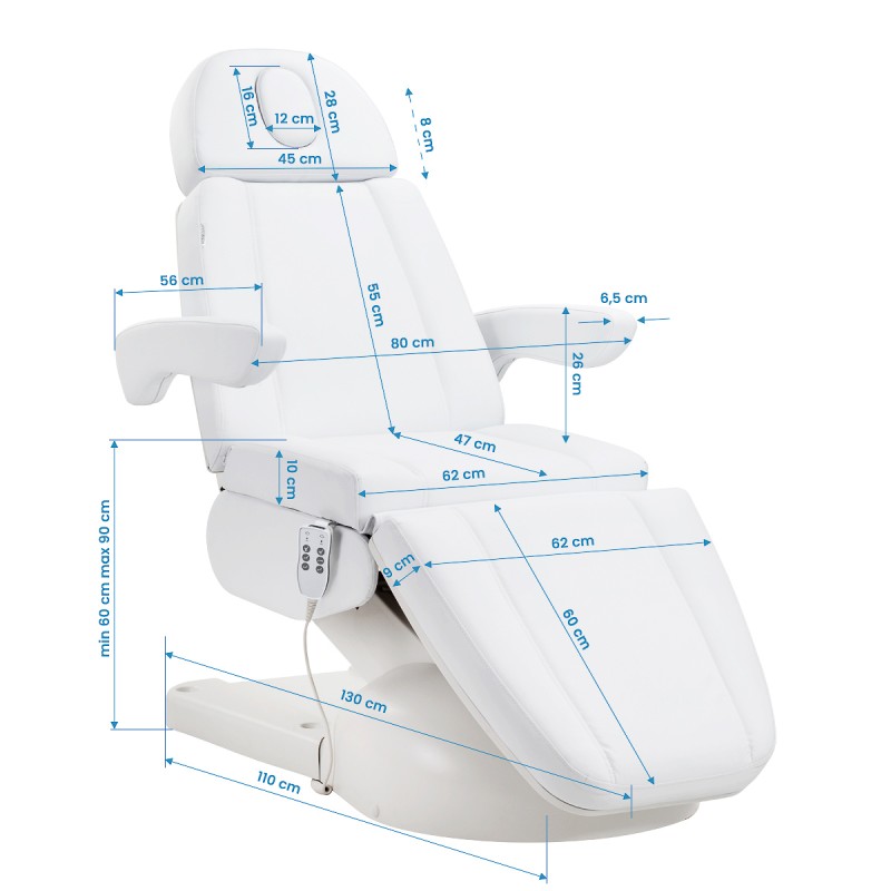 Biały fotel do zabiegów kosmetycznych Zaffiro Lux