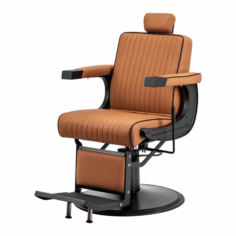 Gabbiano fotel barberski Visionerio jasnobrązowy czarna rama