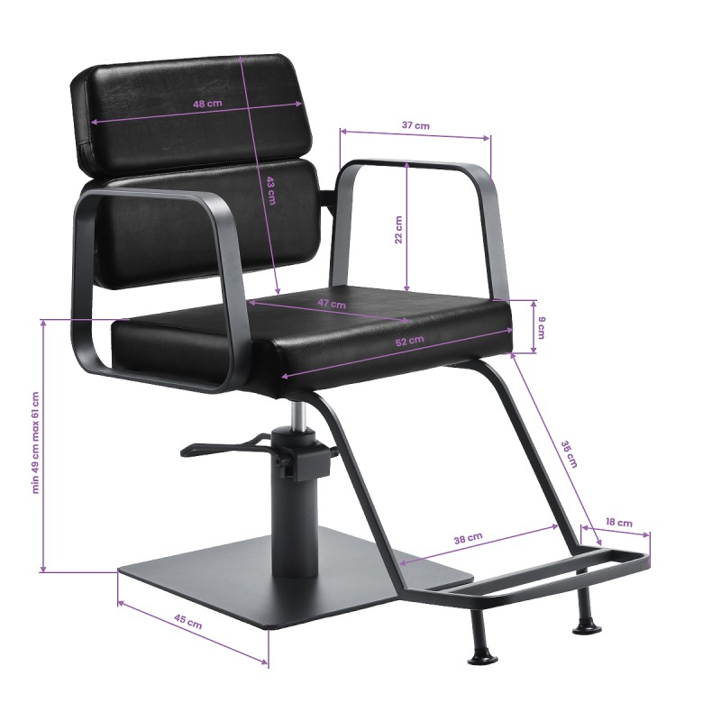 Gabbiano fotel fryzjerski Porto szaro Czarny