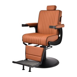Gabbiano Fotel barberski Levi brązowy z czarną ramą bez przeszycia z tyłu