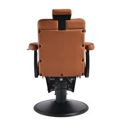 Brown leather barber chair reclining