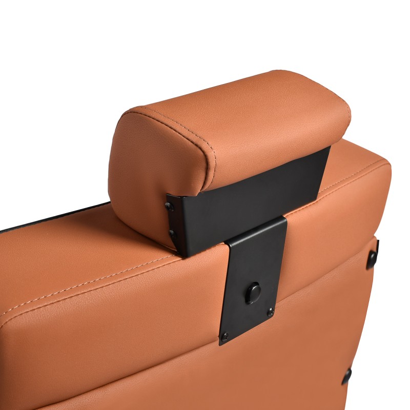 Brown leather reclining barber chair