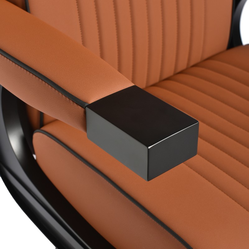 Gabbiano Fotel barberski Levi brązowy z czarną ramą bez przeszycia z tyłu