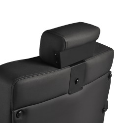 Gabbiano Fotel barberski Levi czarny z czarną ramą bez przeszycia z tyłu