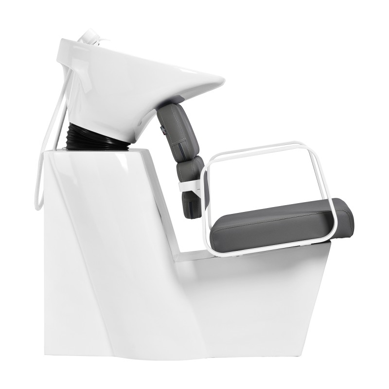 White-gray ceramic salon shampoo basin