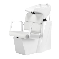 White salon shampoo basin chair