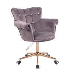 Grafitowe welurowe krzesło złota podstawa