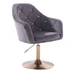 Fotel BLINK HR  Grafitowy Welur Złota Podstawa