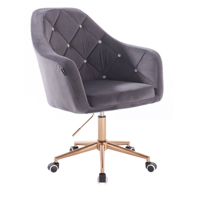 Fotel BLINK HR K Grafitowy Welur Złota Podstawa