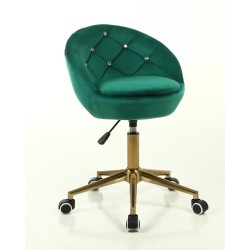 Fotel Hr948 Butelkowa Zieleń Welur Złota Podstawa