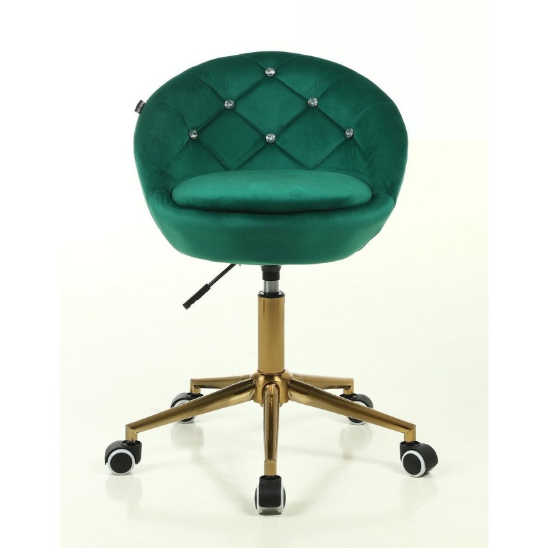 Fotel Hr948 Butelkowa Zieleń Welur Złota Podstawa