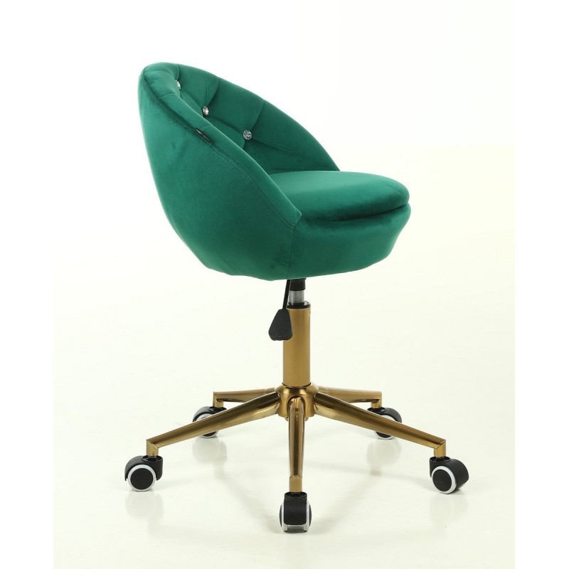 Fotel Hr948 Butelkowa Zieleń Welur Złota Podstawa