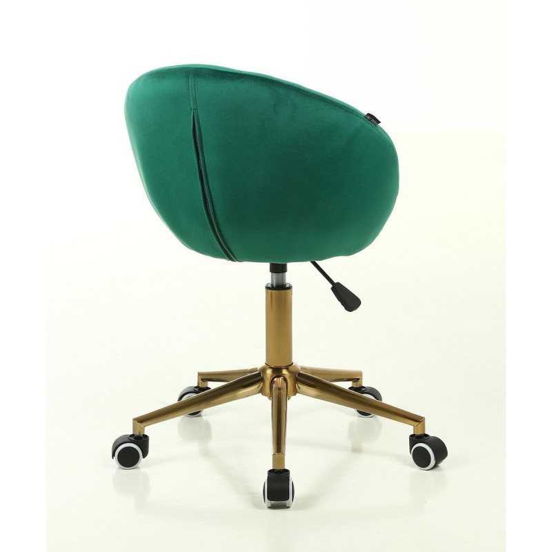 Fotel Hr948 Butelkowa Zieleń Welur Złota Podstawa