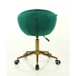 Fotel Hr948 Butelkowa Zieleń Welur Złota Podstawa