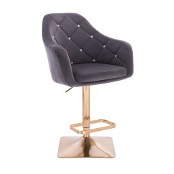Fotel BLINK HR Kw Grafitowy Welur Złota Podstawa