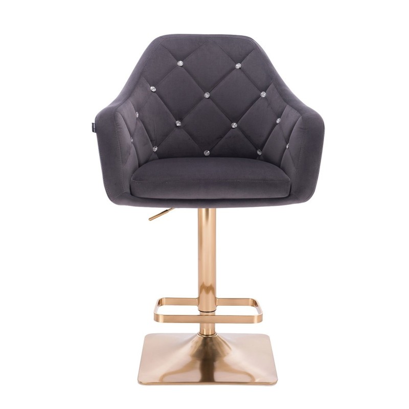 Fotel BLINK HR Kw Grafitowy Welur Złota Podstawa