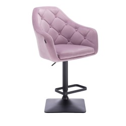 Lavender velour chair, black base