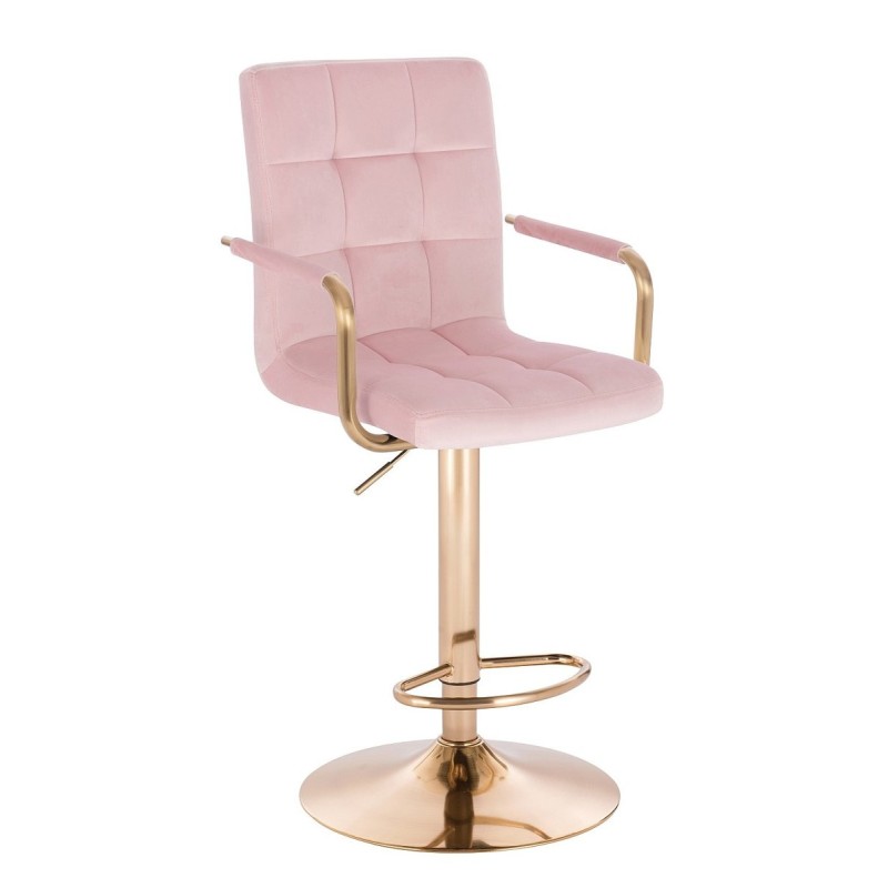Powder-pink velvet chair, gold base